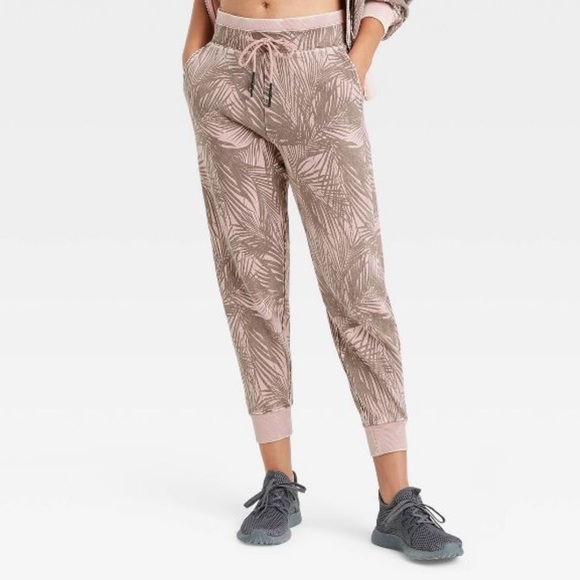 Women's Mid-Rise Acid Wash Pink Palms Jogger Pants - JoyLab NWT - Picture 2 of 8